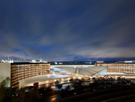 All lit up: The TWA Hotel at night