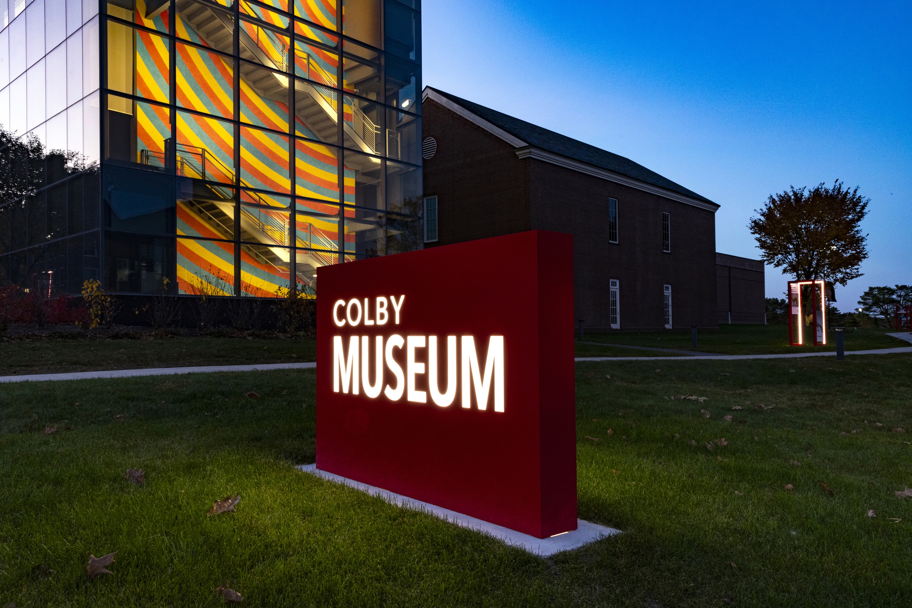 Colby Museum of Art Exterior Placemaking: Beyer Blinder Belle, Colby Signage Lantern 1, October 22, 2024