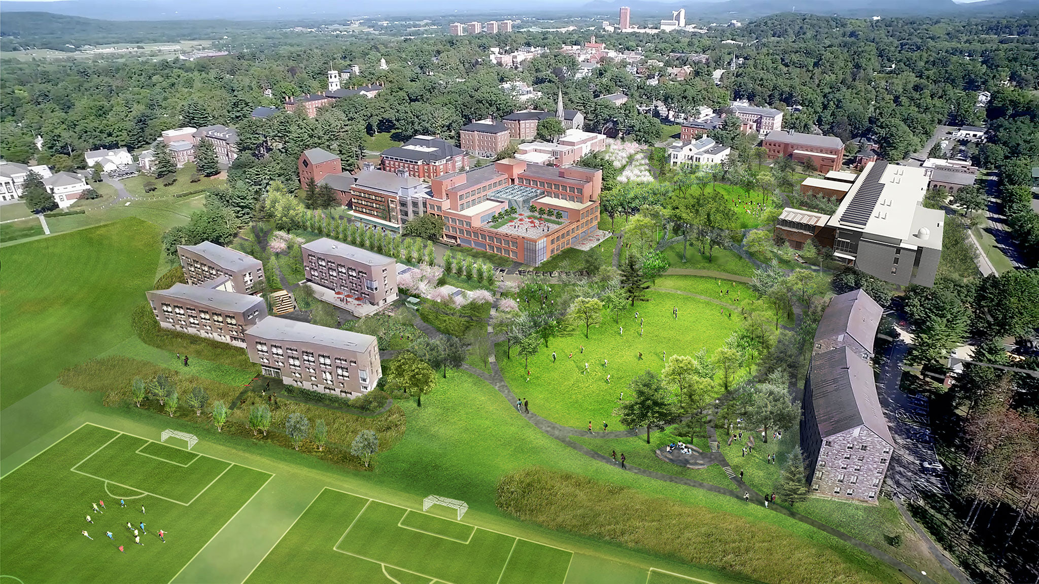 Amherst College, Campus Framework Plan: 2441 Amherst SEAerial Proposed Rend01