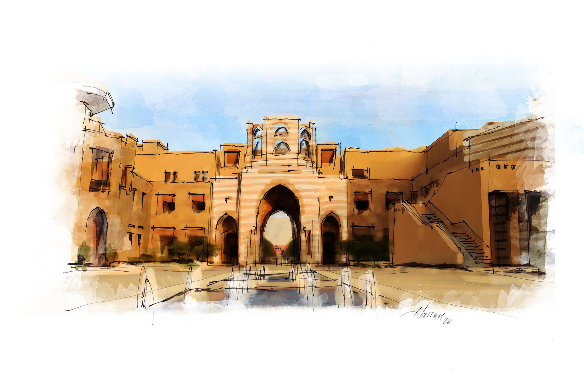 American University in Cairo Master Plan: 2837 AUC Portal HHSketch Rend01