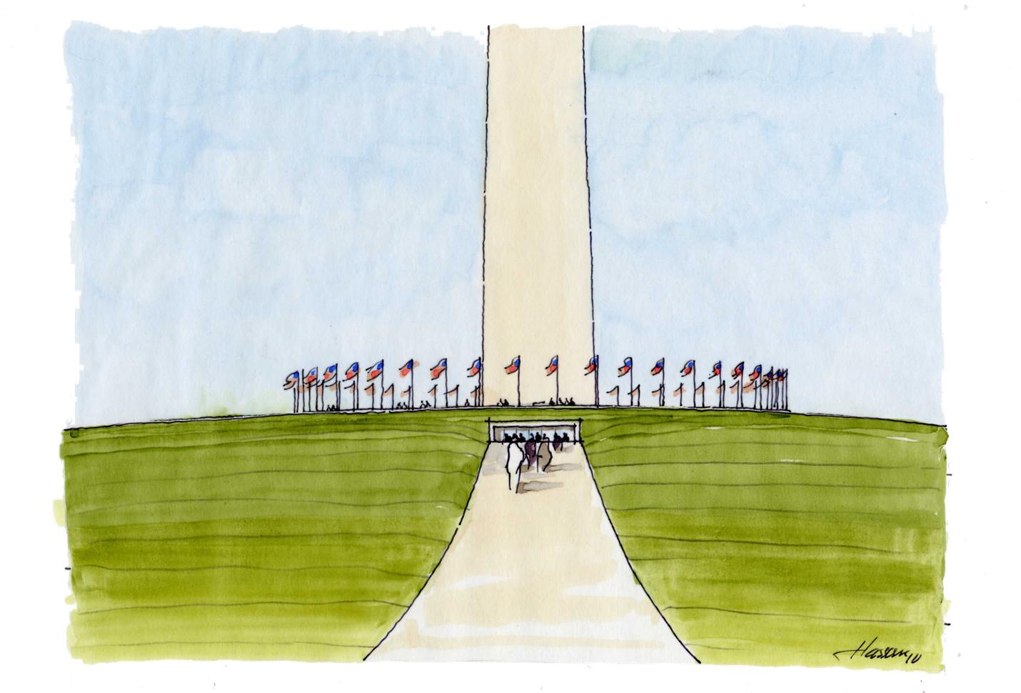 Washington Monument New Visitor Facility: Alt C sketch copy