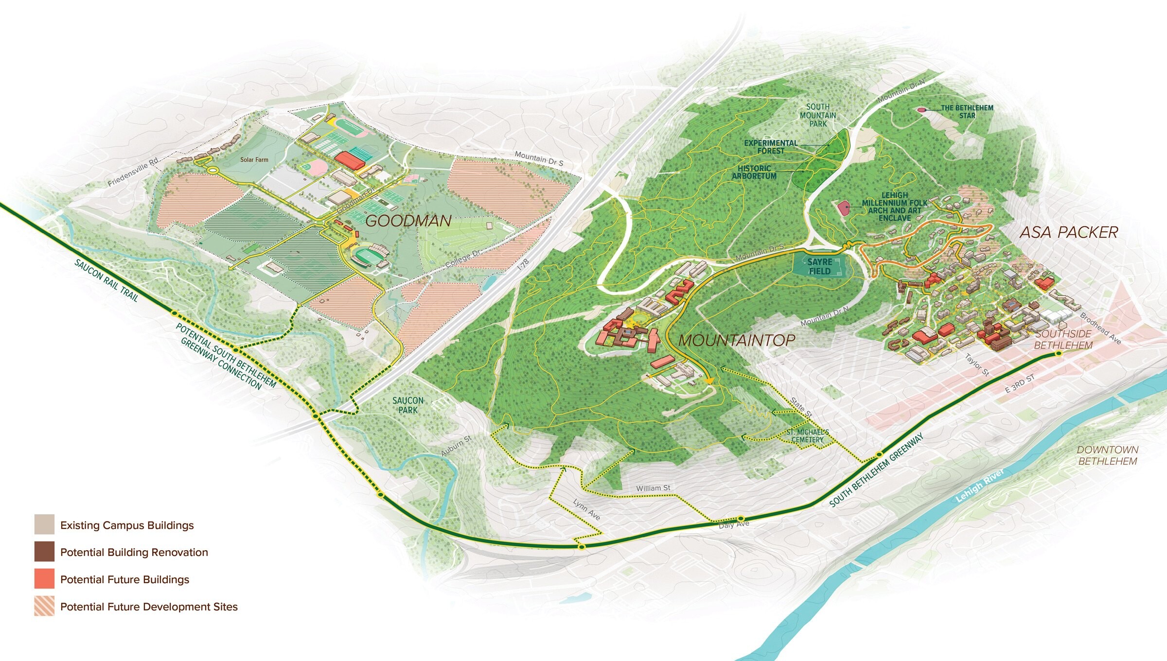Lehigh University, Campus Master Plan: Lehigh District Axon Forest Park No Text