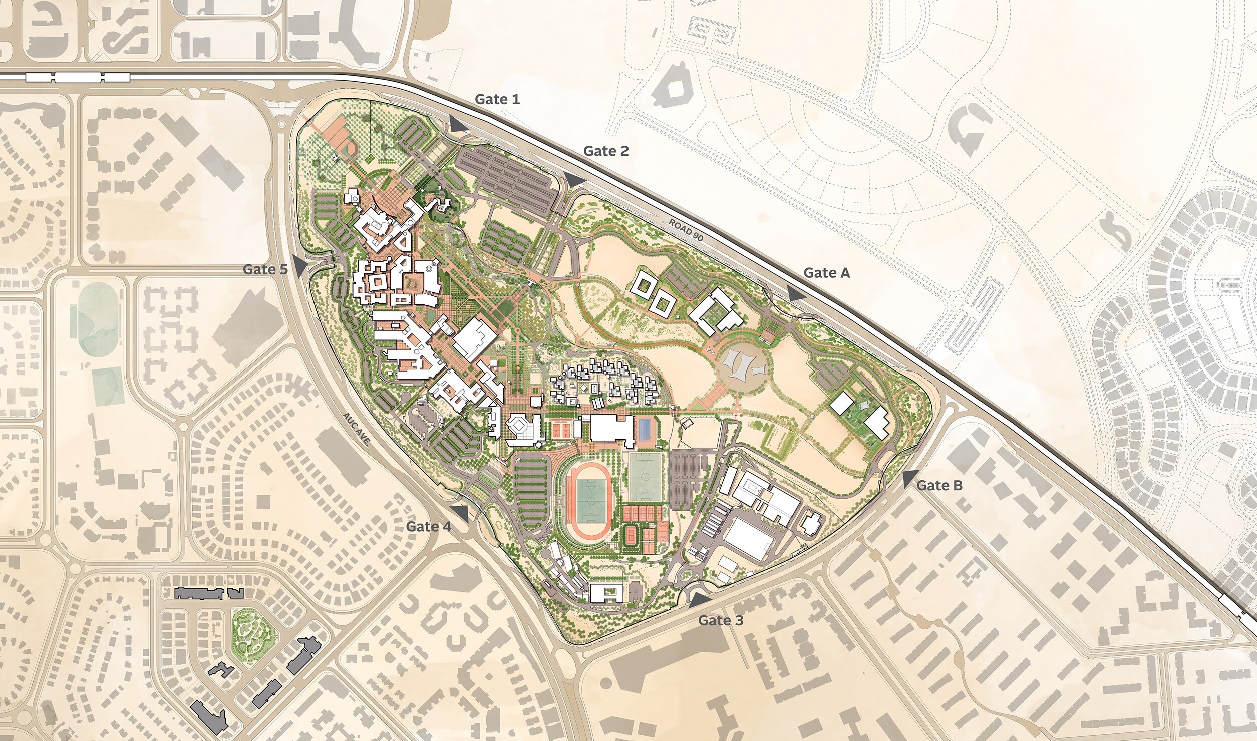 American University in Cairo Master Plan: 20231203 MP STAGE 2B Illustrative Plan
