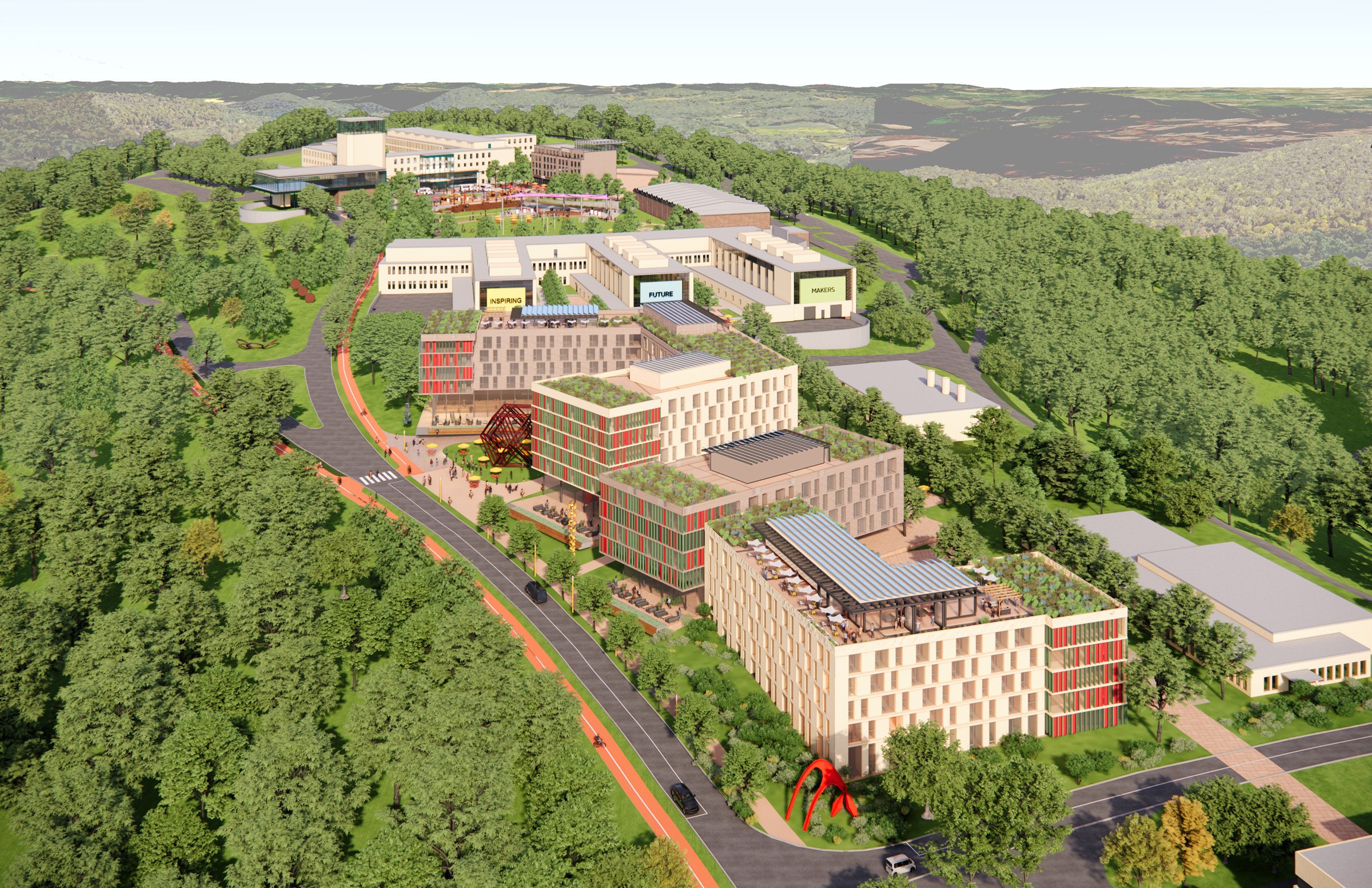 Lehigh University, Campus Master Plan: Lehigh Rendering Mountaintop Aerial