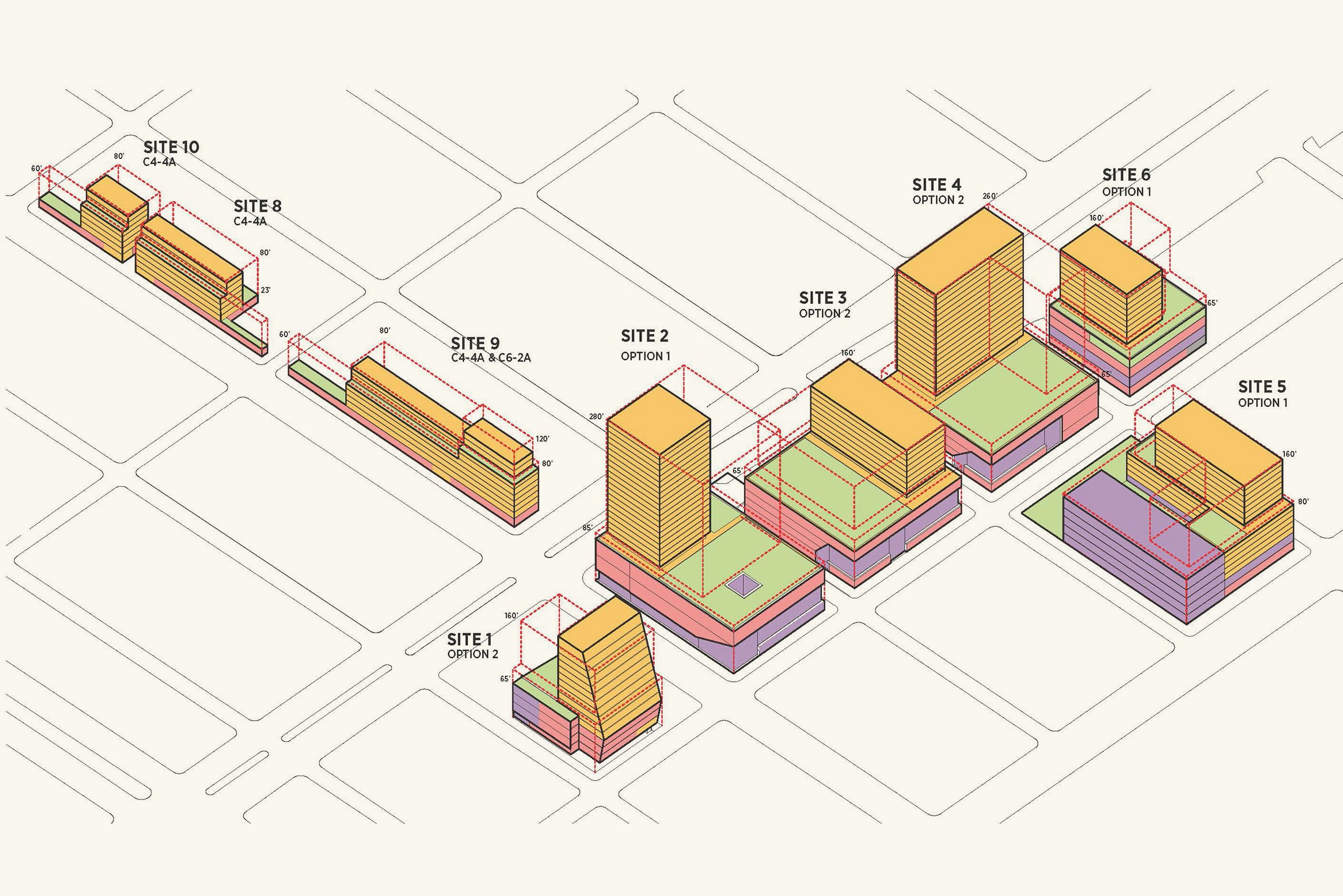 Essex Crossing Redevelopment Master Plan: SewardPk Dev EssexCrossingMassing Diagram01 v4