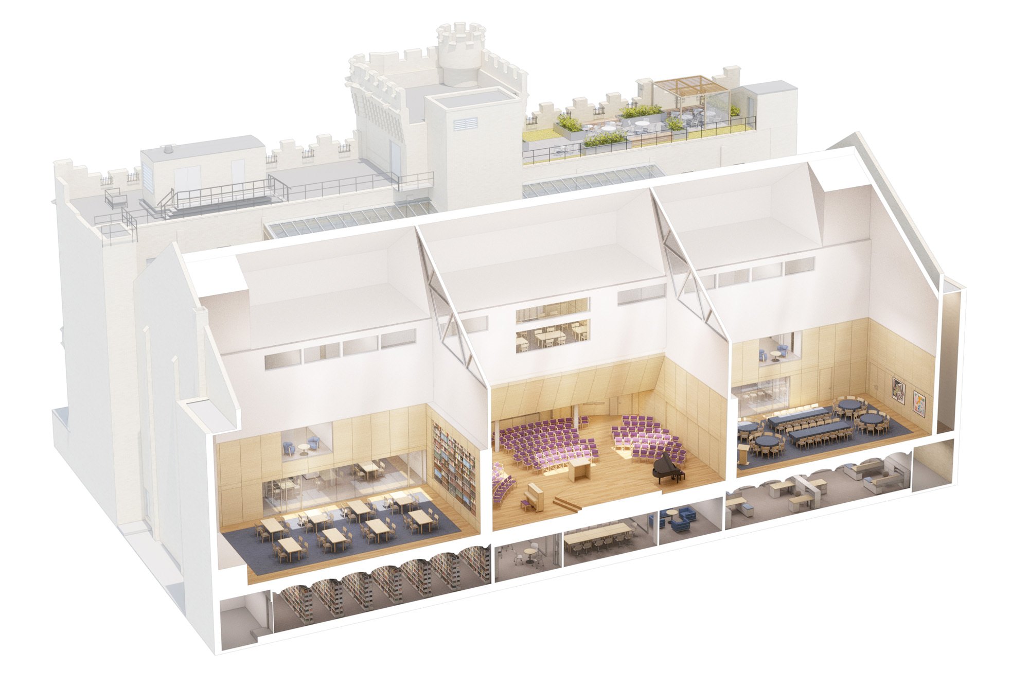 Hebrew Union College Looks Ahead: New Renderings Unveiled for Future Upper West Side Campus: 25B05 BBB HUC – V01 cutaway – 25 10 07 WebPic